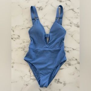 Becca Blue Stripe rubber One Piece Swim, M